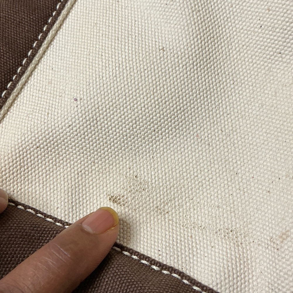 Lands' End Cream and Brown Canvas Duffel Tote - Picture 12 of 13